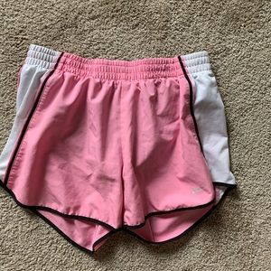 Pink and white nike Dri-fit shorts